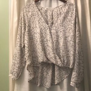 Black and White Crisscross Blouse